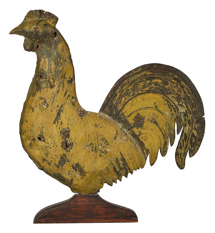 Appraisal: American Molded Copper Rooster Weathervane late th century molded form