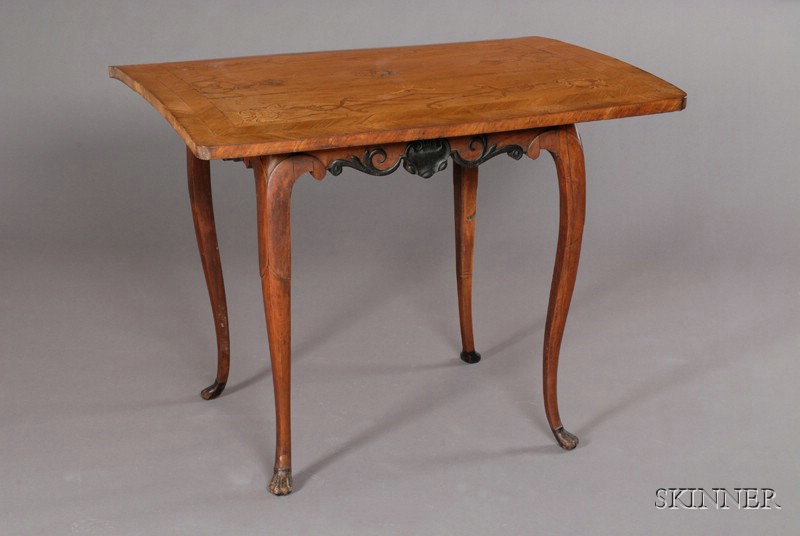 Appraisal: Continental Fruitwood Marquetry-inlaid Center Table composed of antique elements likely