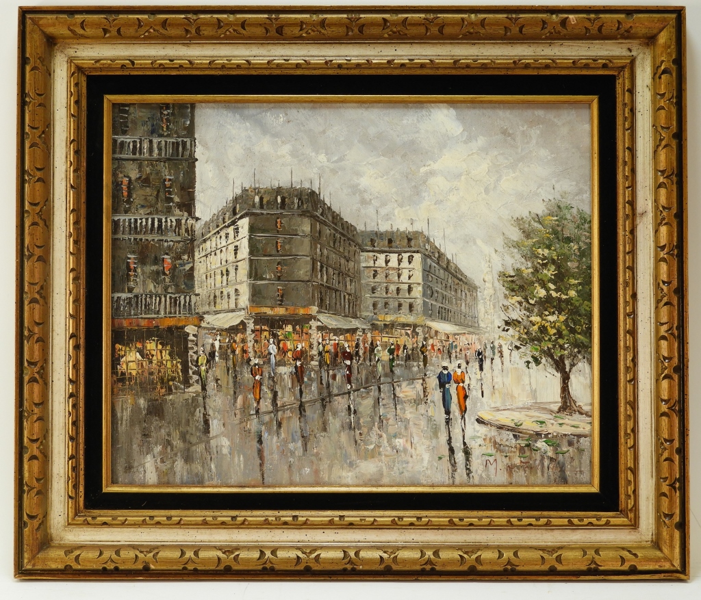 Appraisal: C FRENCH EXPRESSIONIST PARISIAN STREET PAINTING France th CenturyDepicting a