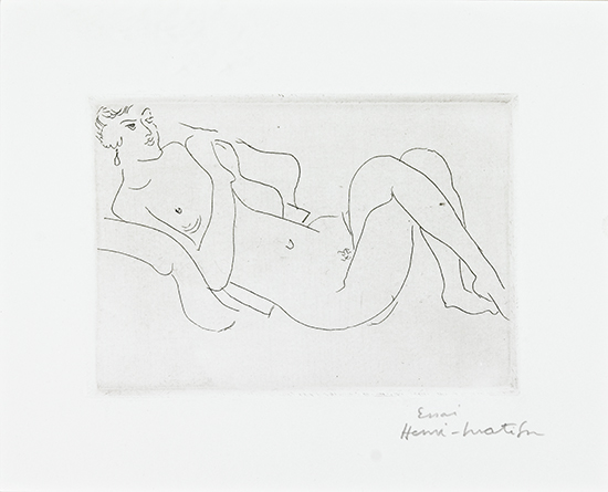 Appraisal: HENRI MATISSE Nu allong jambes repli es Etching x mm