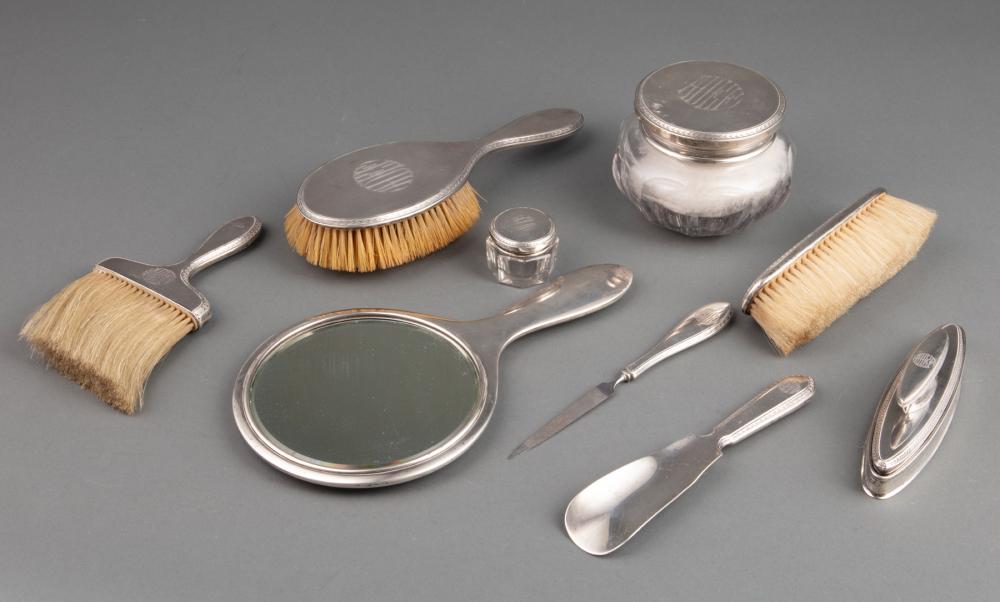 Appraisal: American Sterling Silver Dresser Set William B Kerr Co Newark