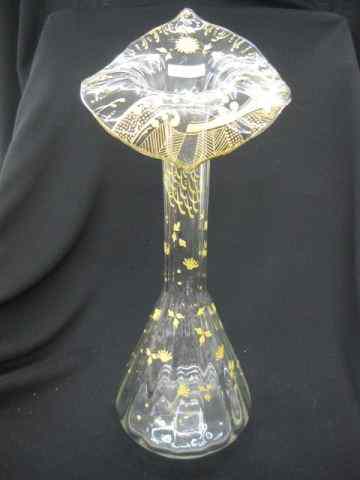 Appraisal: Jack-in-the-Pulpit Glass Vase enameled gold florals attributed to Moser ''