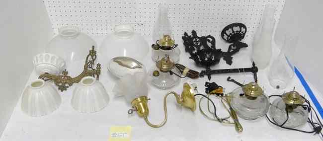 Appraisal: Misc lighting lot including shades fonts reflector etc