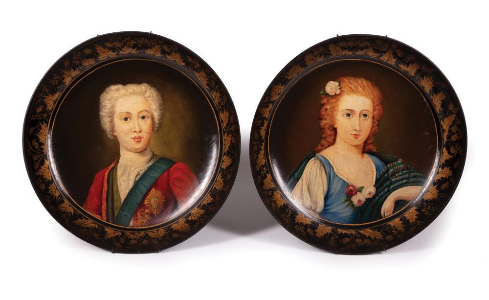 Appraisal: Pair of English Papier Mache Portrait Plaques of a Marquess