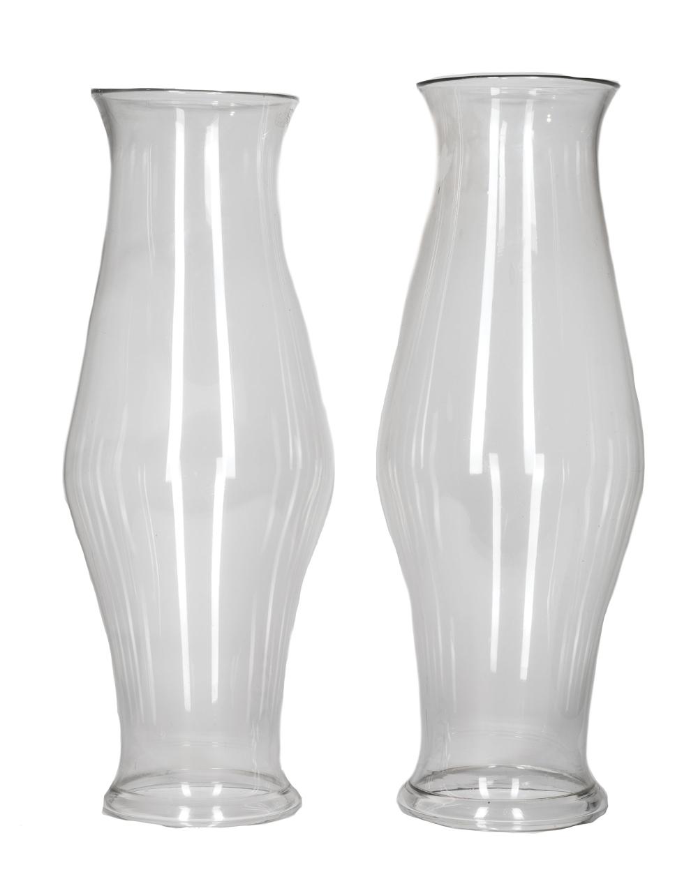 Appraisal: Pair of American or English Blown Glass Hurricane Shades th