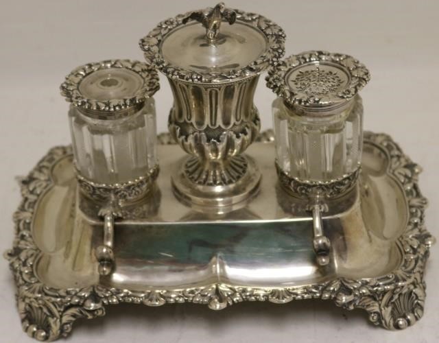 Appraisal: GEORGIAN SILVER INK STAND BY RICHARD HENNELL LONDON - WITH