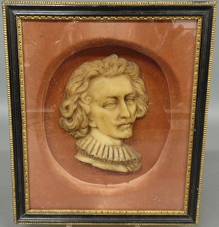 Appraisal: - Early wax relief portrait of a man mounted in