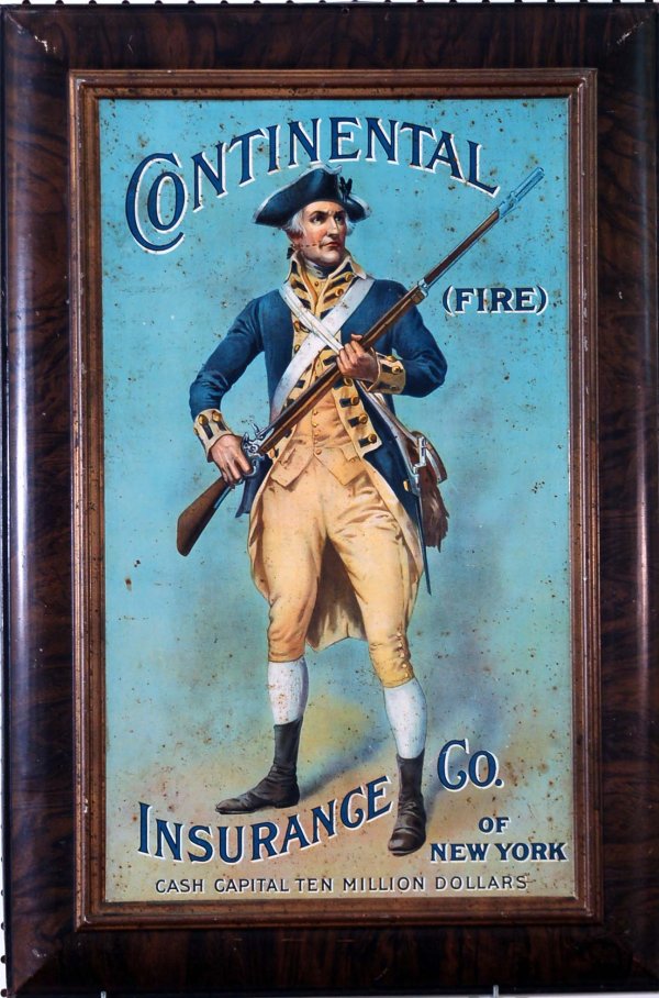 Appraisal: A Continental Insurance Co tin litho advertising sign Self framed