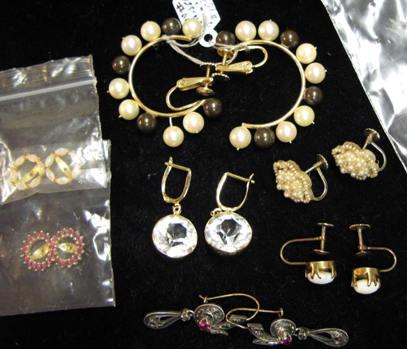 Appraisal: FIVE PAIRS OF EARRINGS AND TWO PAIRS OF EAR STUD