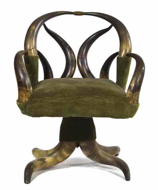 Appraisal: A Victorian Horn Chair having an upholstered swivel seat Height