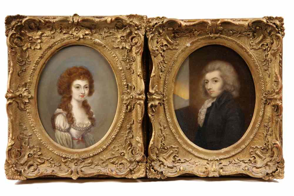 Appraisal: PAIR OOP'S - Early th c Portraits of Young Aristocratic