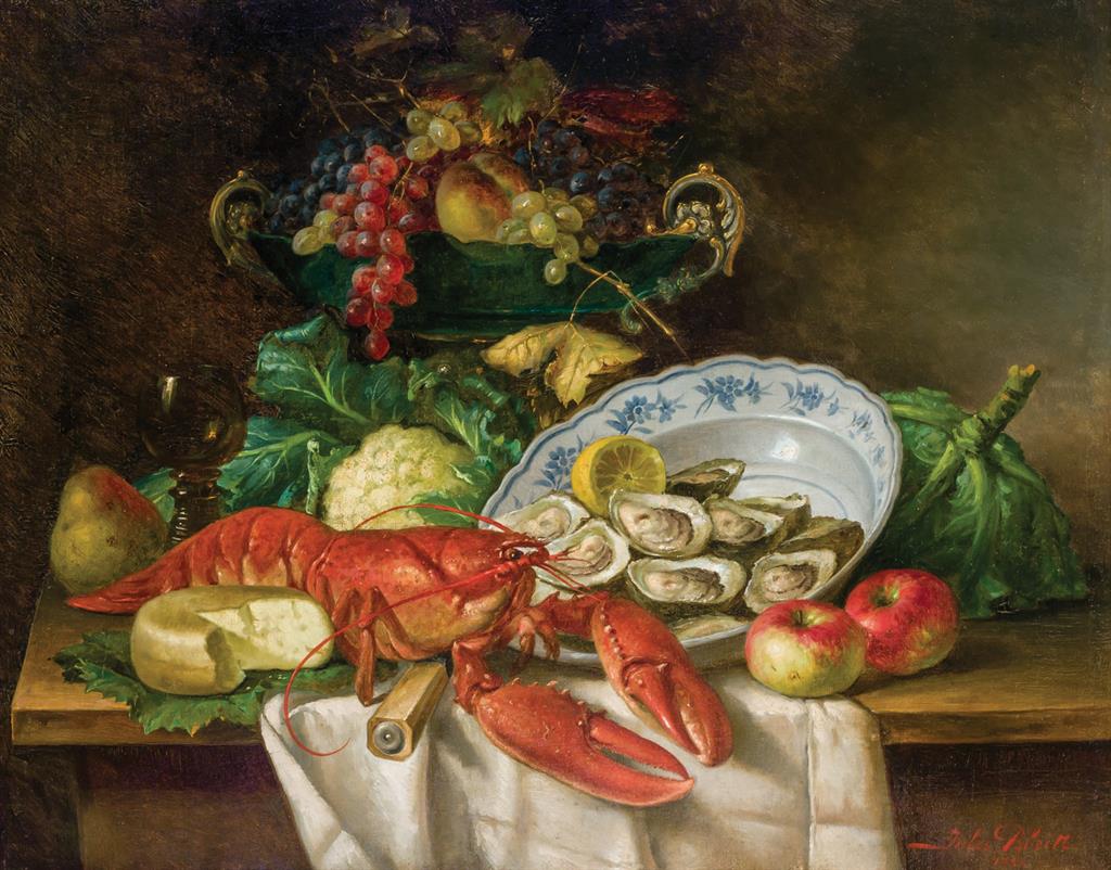 Appraisal: JULES BLEIR th Century Still Life with Lobster and Oysters