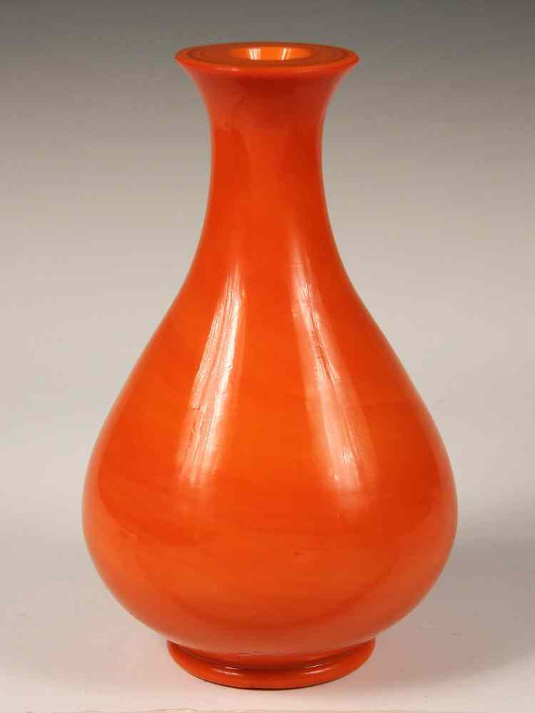 Appraisal: PEKING GLASS VASE - Peking Glass Vase in Imperial Red