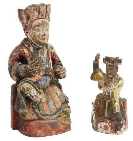 Appraisal: lot of Chinese carved wood temple figures polychrome painted depicted