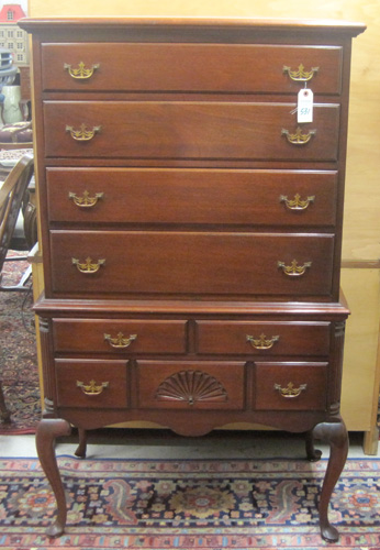 Appraisal: QUEEN ANNE STYLE MAHOGANY CHEST ON STAND American mid th