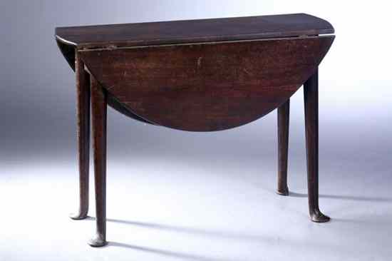 Appraisal: ENGLISH QUEEN ANNE WALNUT DROP-LEAF TABLE Circa with ''losses'' Oval