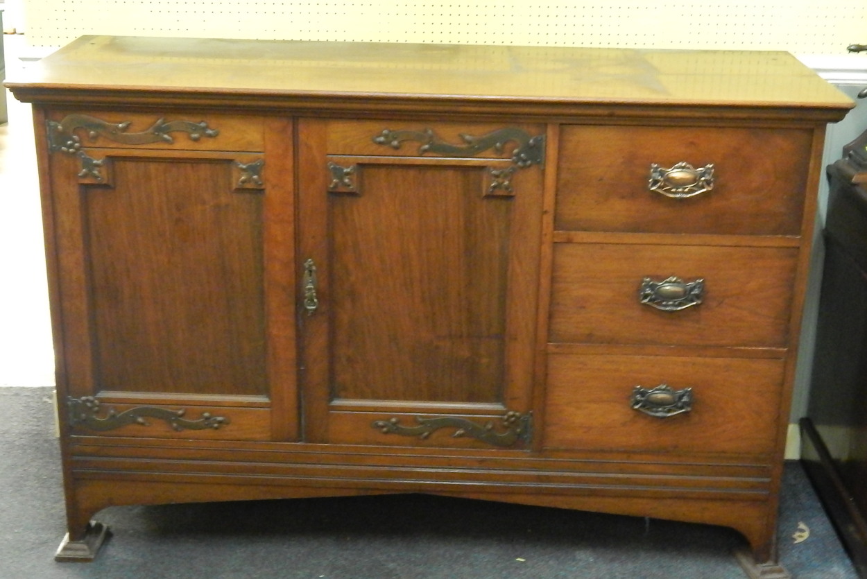 Appraisal: A late thC Art Nouveau style walnut sideboard with two