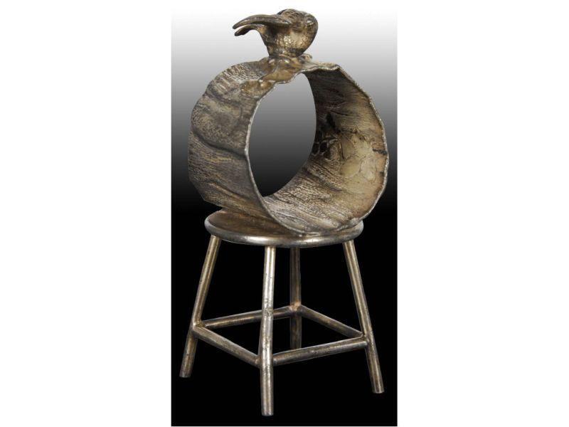 Appraisal: Stool with Log Small Bird Figural Napkin Ring Description No