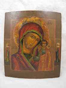 Appraisal: A Russian icon of the Virgin of Kazan circa approx