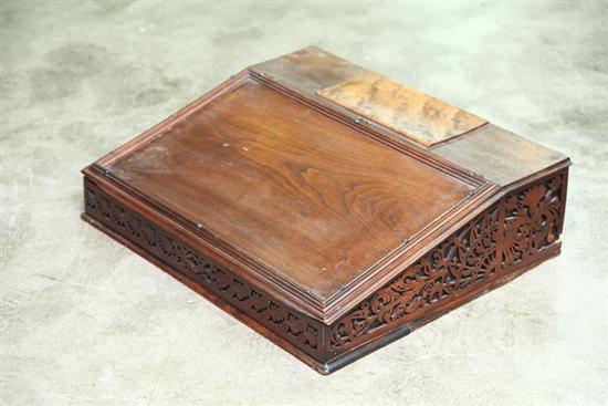 Appraisal: TABLE TOP DESK Walnut with a burlwood top panel and