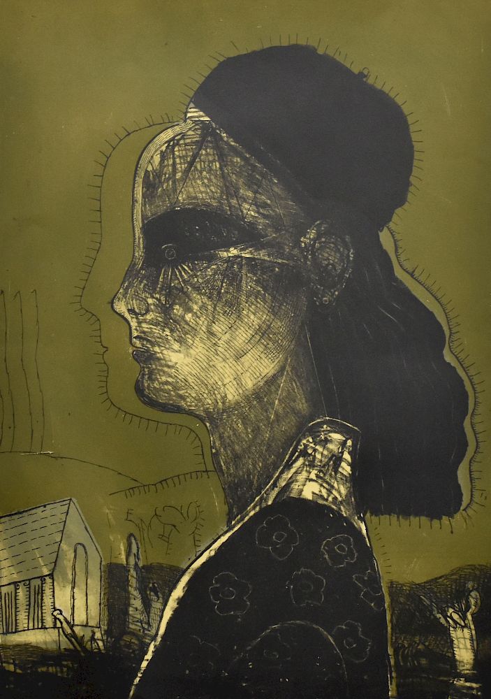 Appraisal: Gonzalo Cienfuegos Mujer Verde Lithograph Gonzalo Cienfuegos b Lithograph on