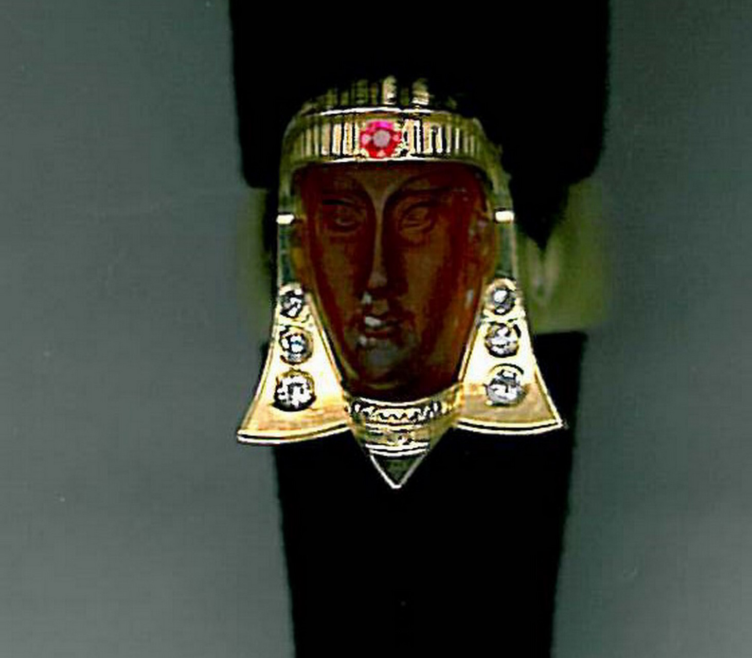 Appraisal: LADIES EGYPTIAN RING KT k yellow gold with carved egyptian