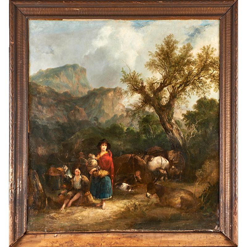 Appraisal: LATE TH C EUROPEAN SCHOOL LANDSCAPE Oil on canvas family