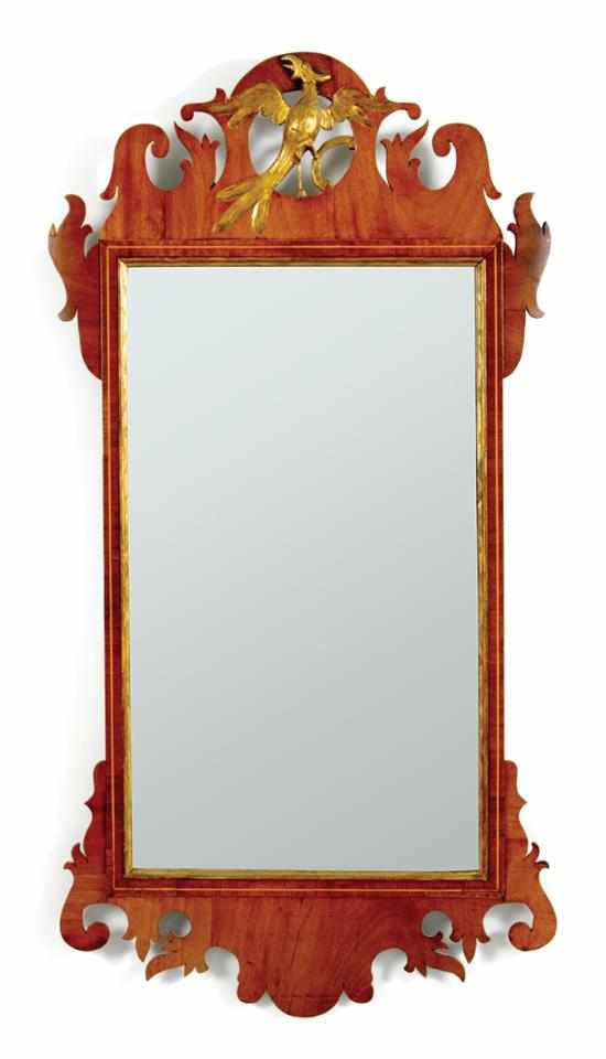 Appraisal: English Chippendale inlaid mahogany mirror late th century scrolling frame