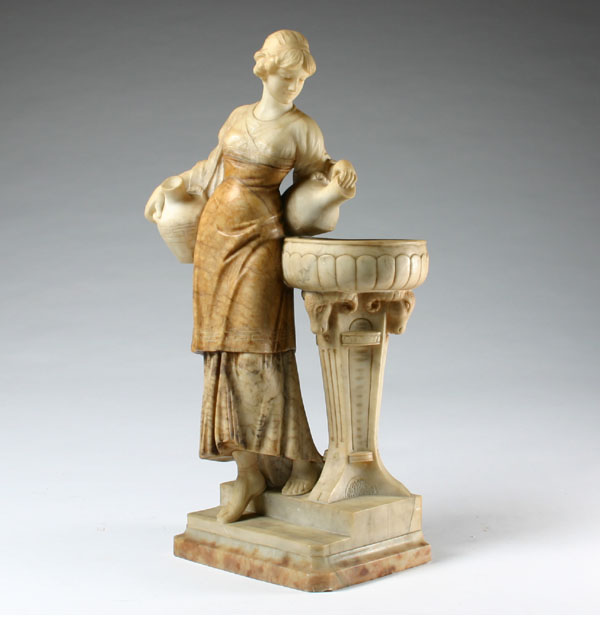 Appraisal: Italian carved alabaster sculpture of a female figure pouring water