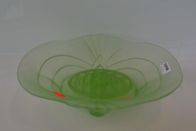 Appraisal: ART DECO DEPRESSION GLASS TROUGH VASE