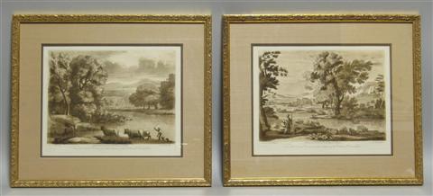 Appraisal: AFTER CLAUDE LE LORRAIN PAIR OF LANDSCAPE PRINTS Print x