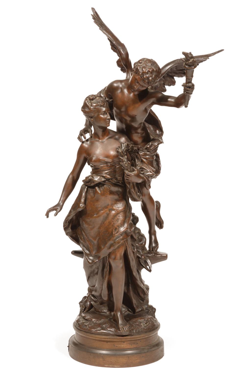 Appraisal: Bronze Figural Group of G nie and Science after Mathurin