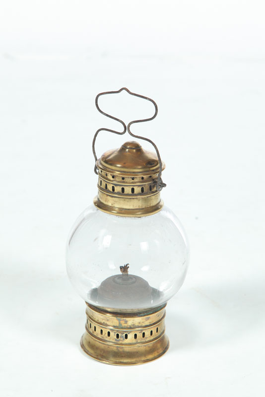 Appraisal: SIGNED LANTERN French th century Polished brass lantern with glass