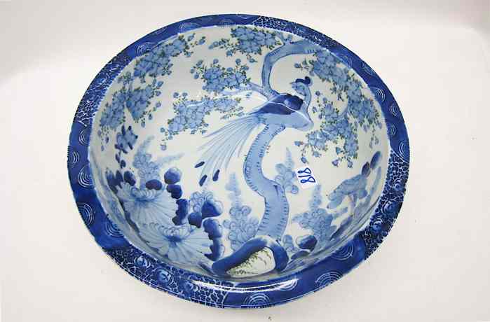 Appraisal: CHINESE BLUE AND WHITE PORCELAIN BOWL hand painted under glaze