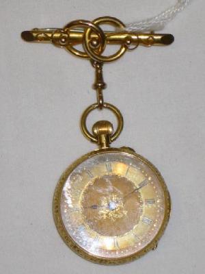 Appraisal: A LADY'S FOB WATCH with gold face ct gold chased