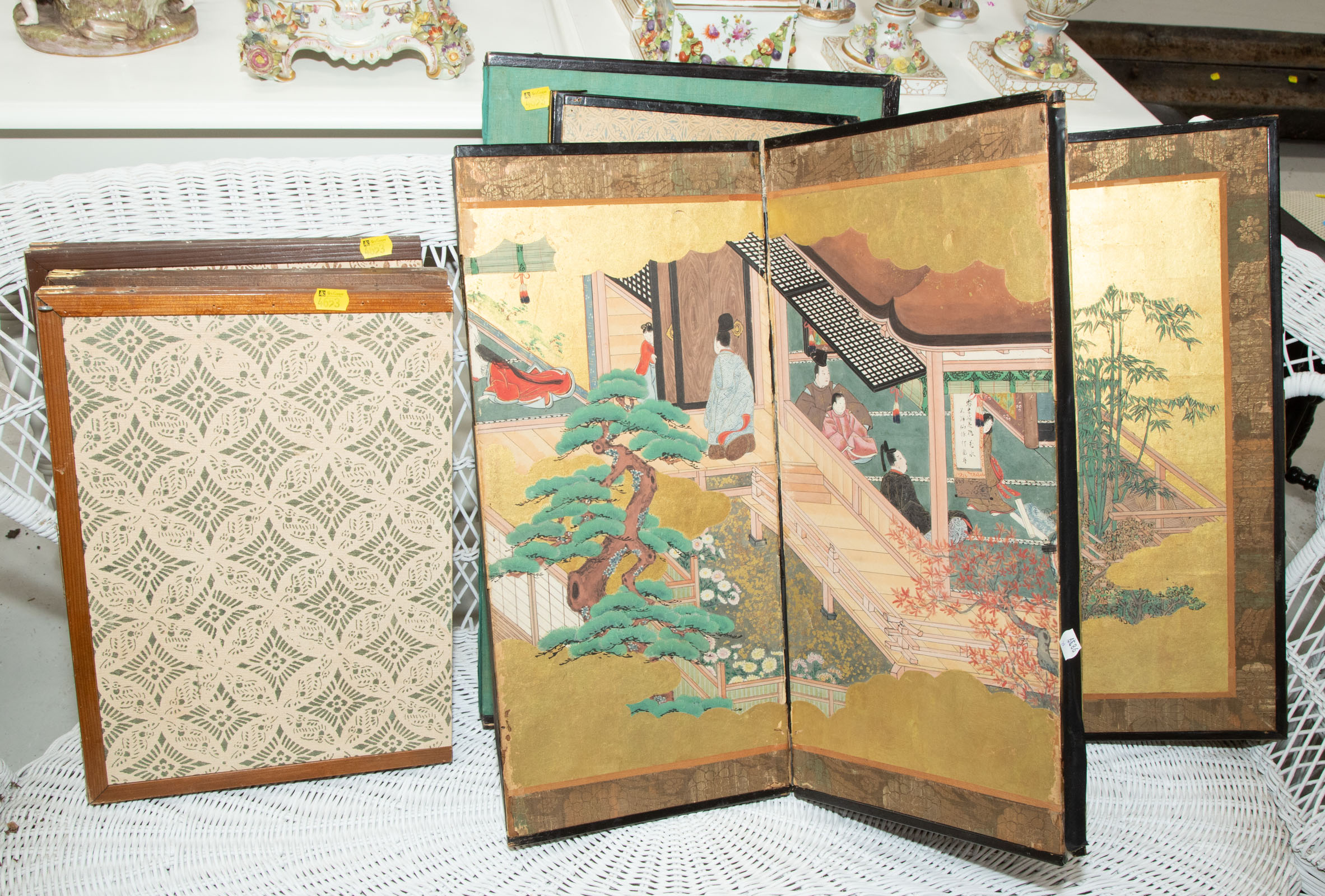 Appraisal: FIVE SMALL JAPANESE FOLDING SCREENS Including a six-fold screen with