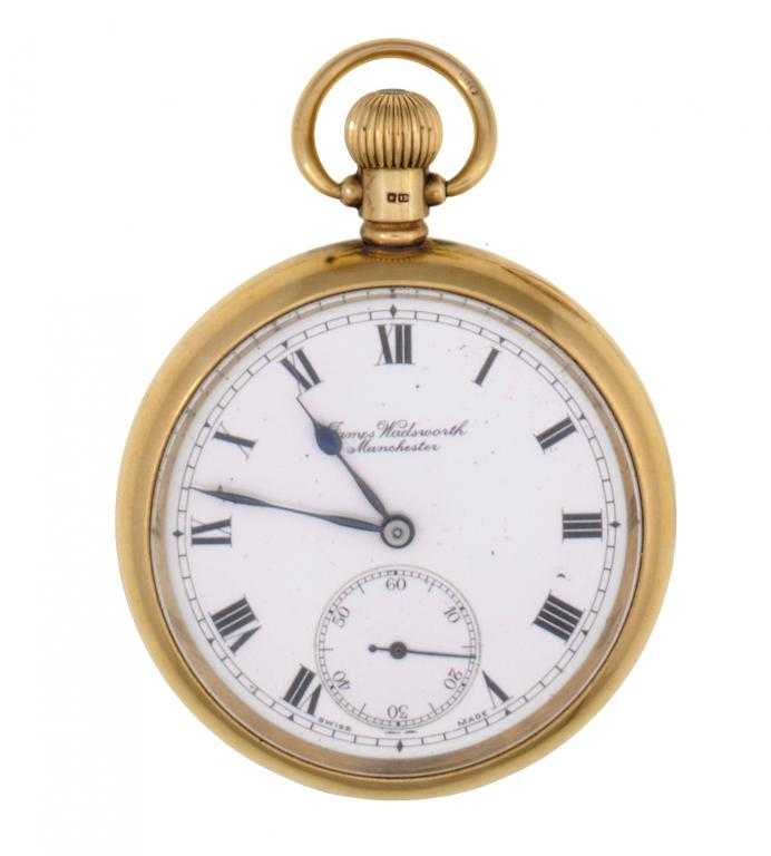 Appraisal: AN CT GOLD KEYLESS LEVER WATCH the enamel dial with