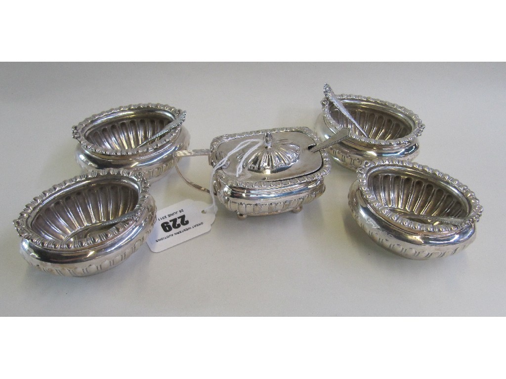 Appraisal: Lot comprising set of four silver salts Birmingham and and