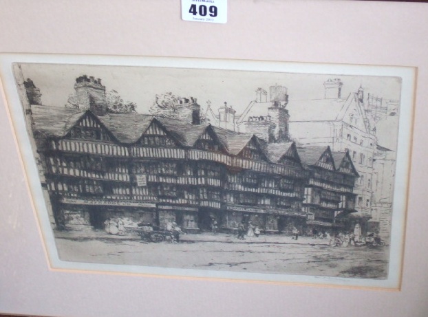 Appraisal: A group of three etchings including a Staple Inn Holborn