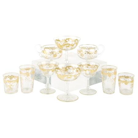 Appraisal: Baccarat Style Gilded Glass Stemware Service Estimate -