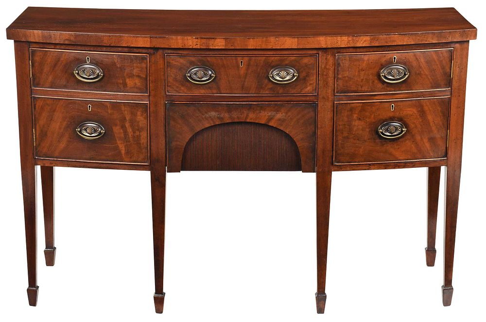 Appraisal: Hepplewhite Style Diminutive Bow Front Sideboard British th century well