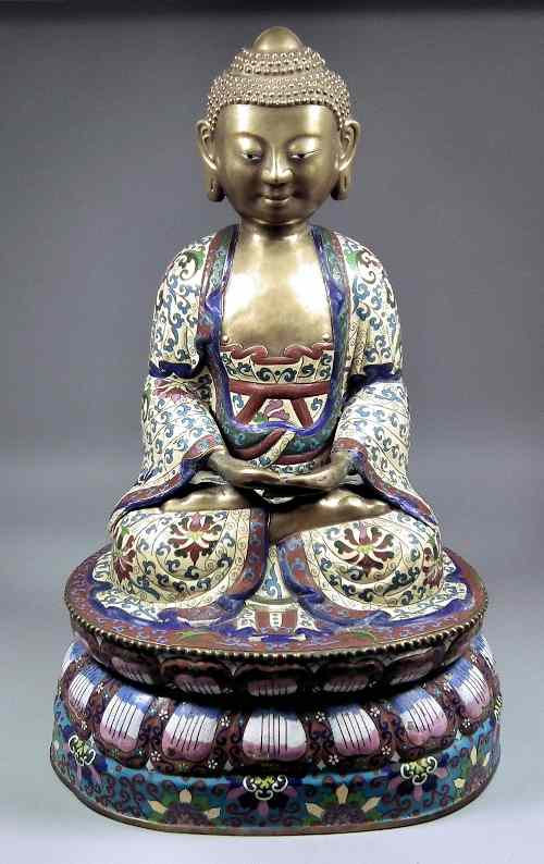 Appraisal: A Chinese gilt bronze and cloisonne enamel seated figure of