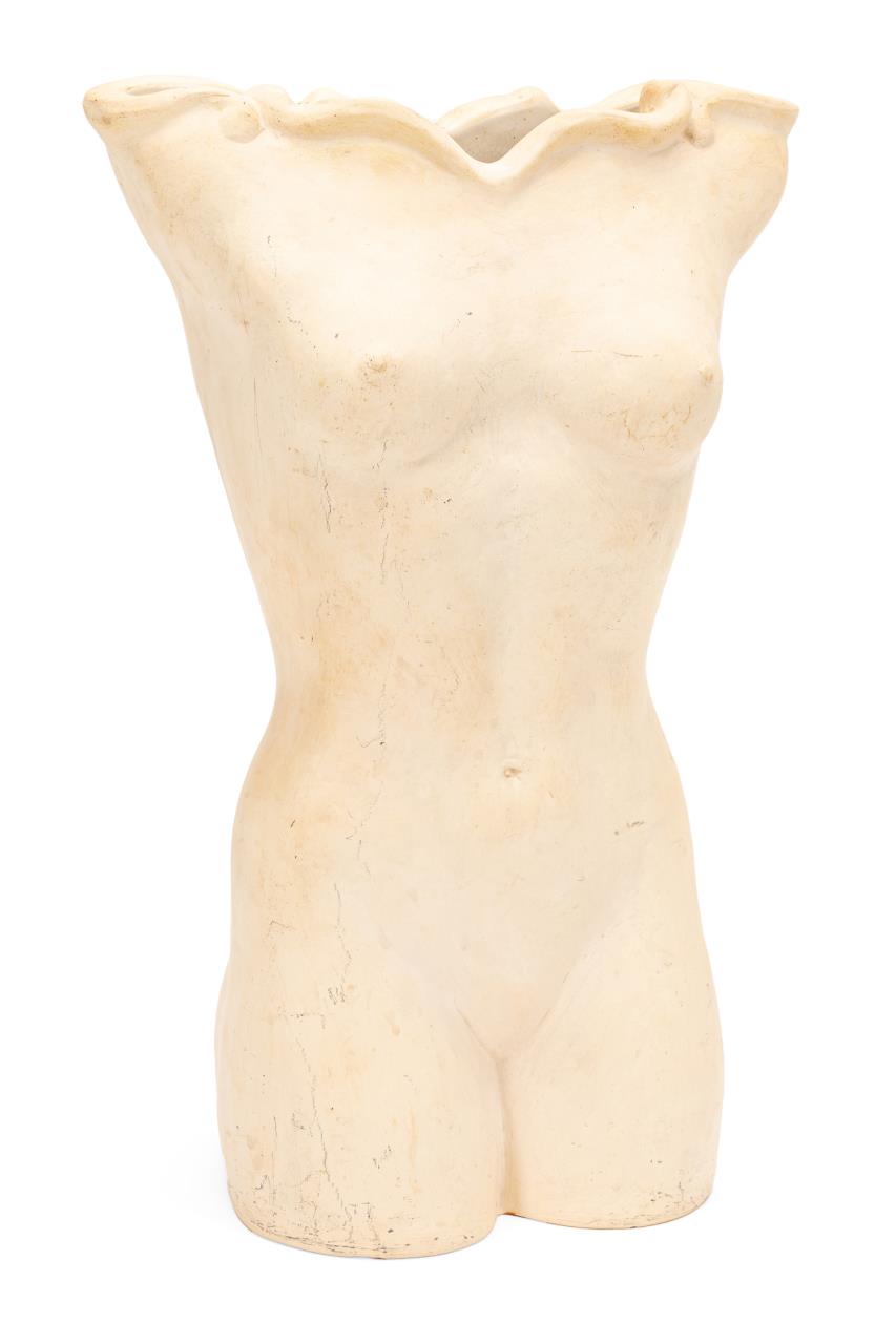 Appraisal: CERAMIC FEMALE NUDE TORSO VASE Female nude torso vase executed