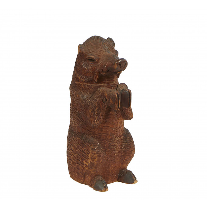 Appraisal: Black Forest Carved Bear Tobacco Jar th c the standing