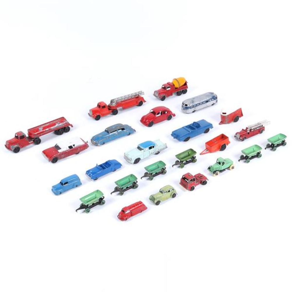 Appraisal: TOOTSIETOY PC METAL CARS TRUCKS COAL CARTS FIRE ENGINES UHAUL