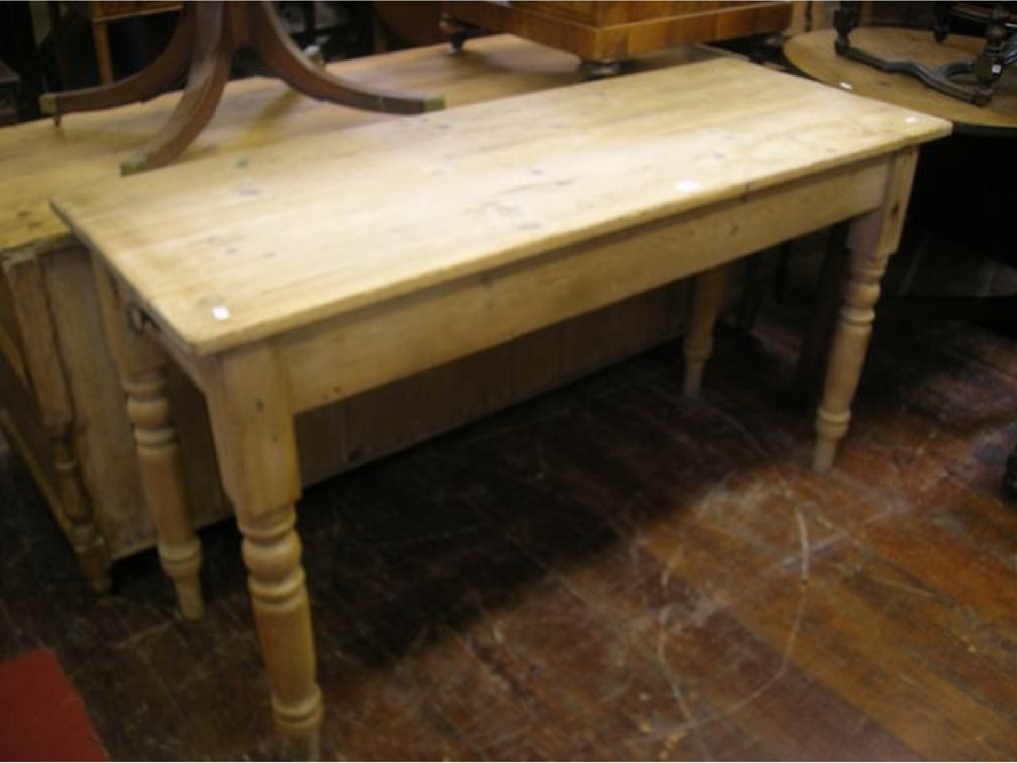 Appraisal: A Victorian stripped and waxed pine kitchen or side table