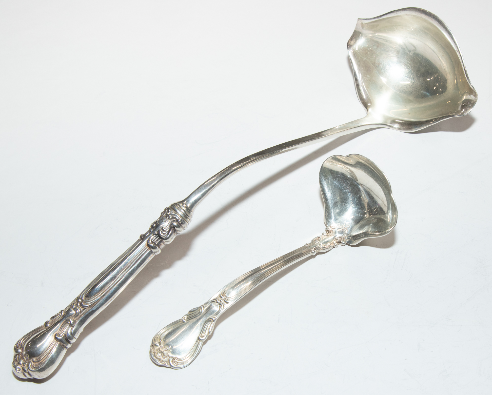 Appraisal: GORHAM STERLING CHANTILLY SAUCE PUNCH LADLES Punch ladle has hollow