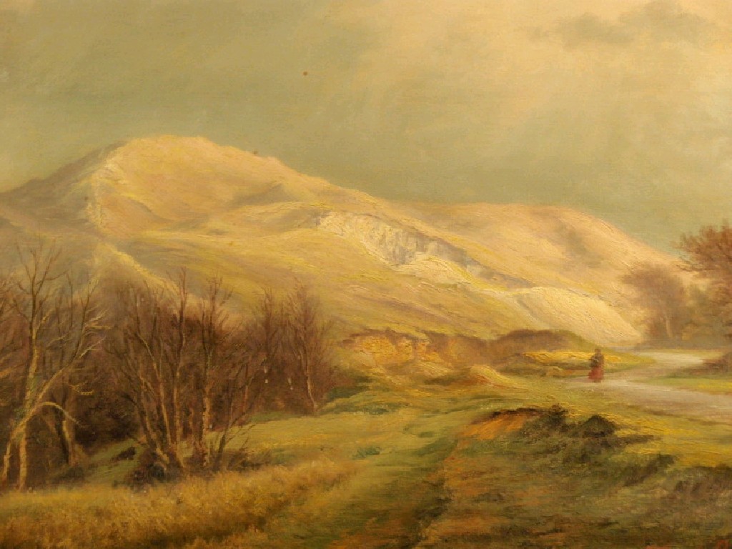 Appraisal: Frederick E Robertson Blustery landscapes a pair oil on canvas