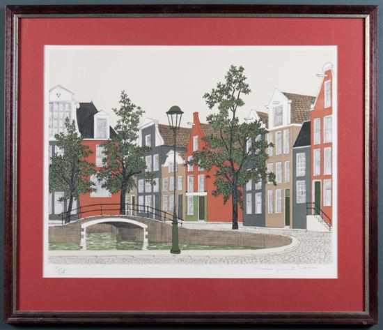 Appraisal: Denis Paul Noyer French b A Street in Amsterdam color