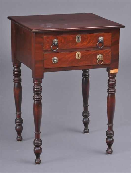 Appraisal: FEDERAL CARVED MAHOGANY NIGHT STAND Containing two drawers with brass